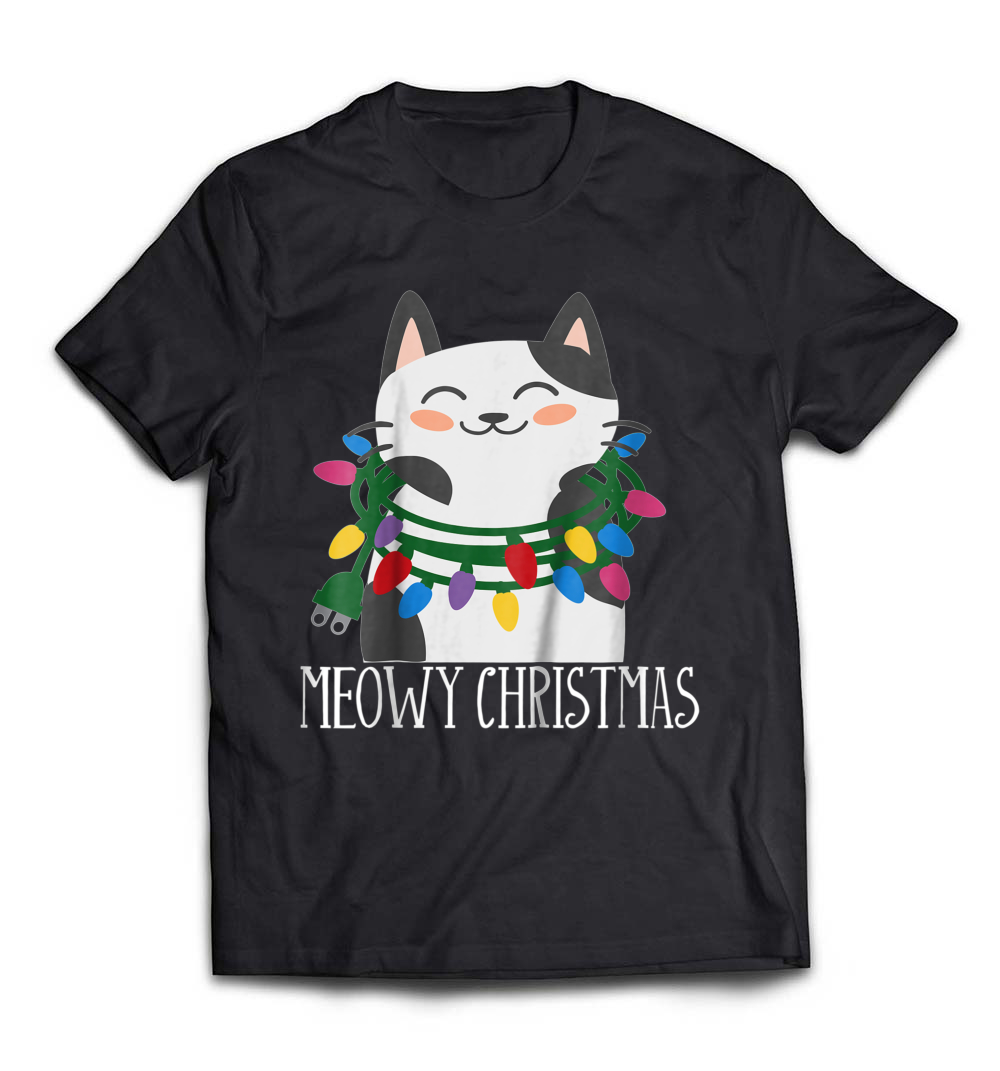 “Meowy Christmas Holiday T-shirt” – A Funny and Festive Tee for Cat Lovers